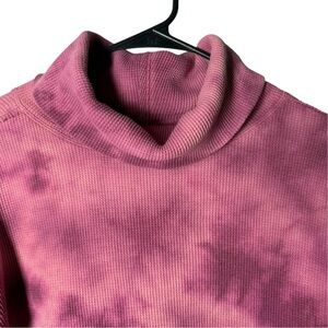 Maeve Anthropologie Ainsley Berry Tie-Dye Waffle Knit Thermal Cowl Neck Top S